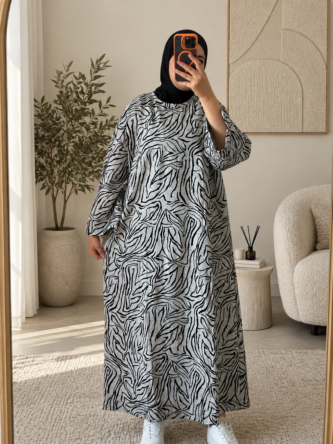 Zahra maxi kleid mit abstraktem print