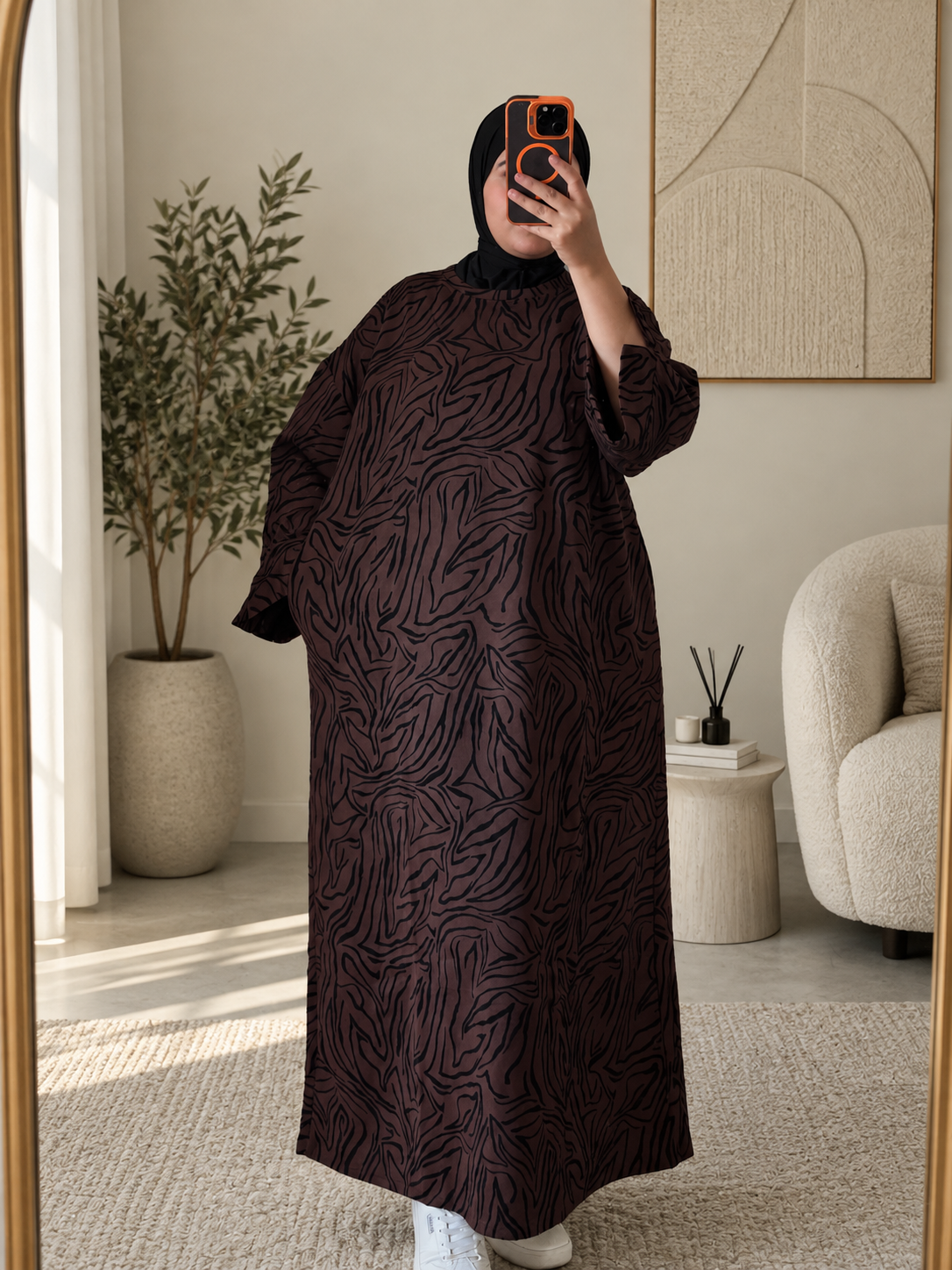 Zahra maxi kleid mit abstraktem print