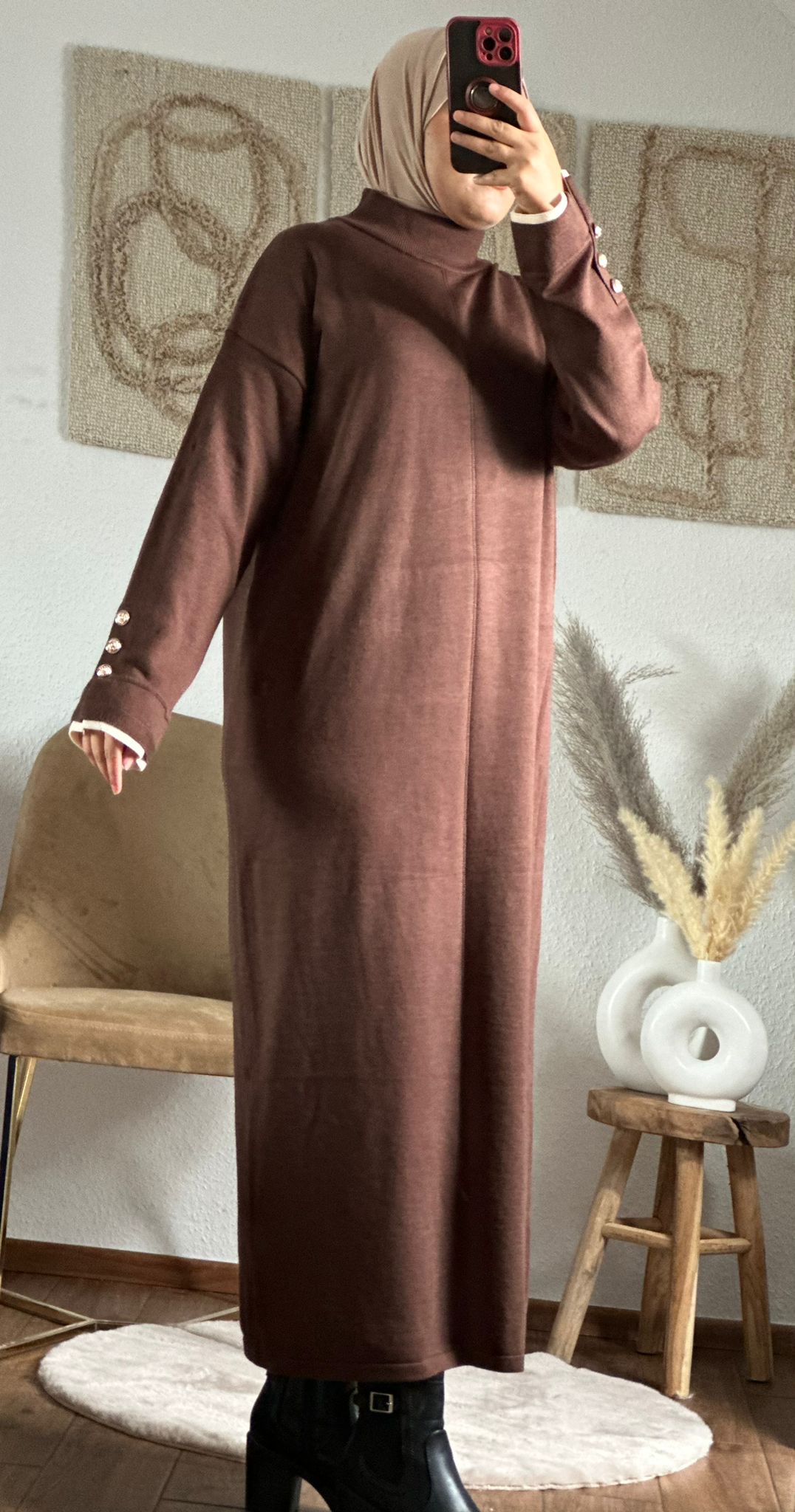 MINAs lang kleid in braun