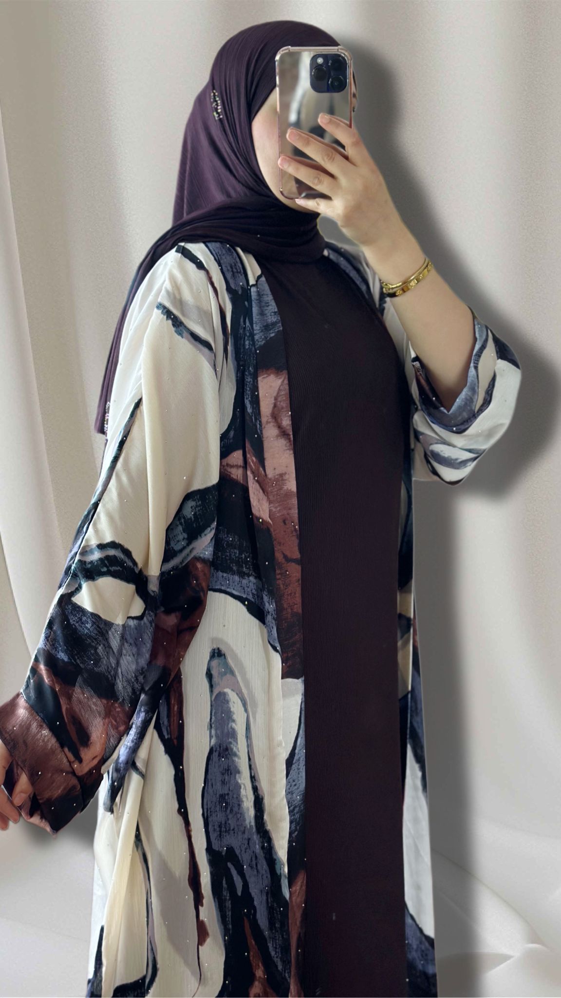 zweiteilege Abaya in der farbe braun