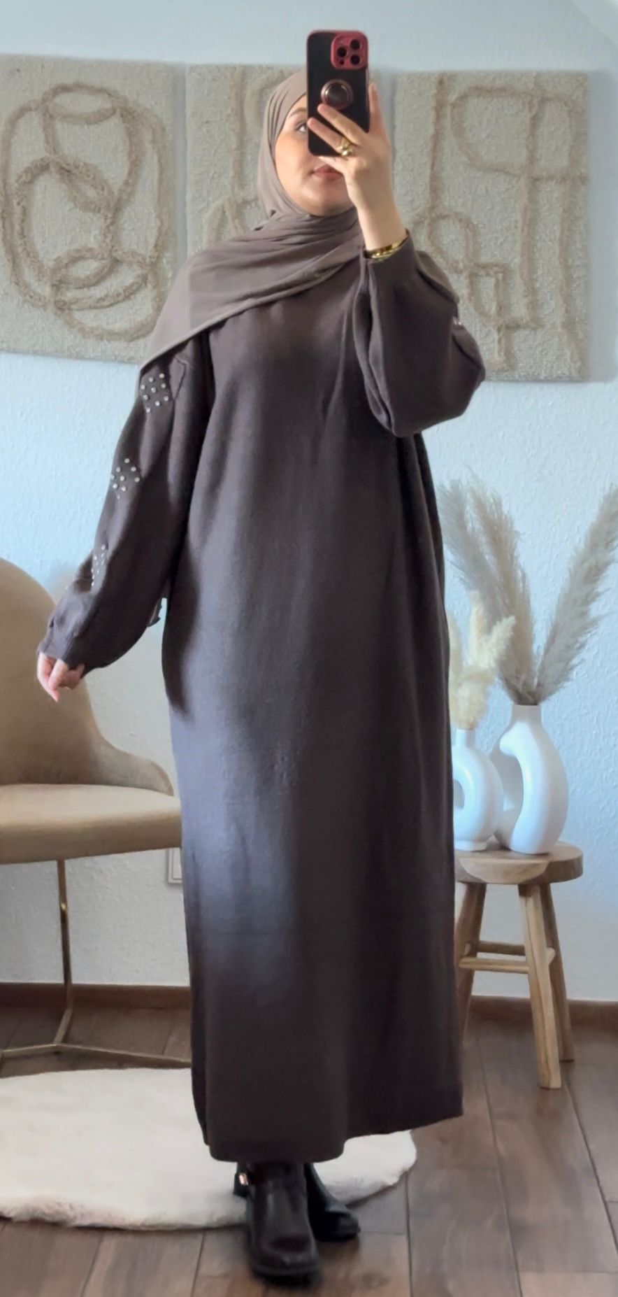 Kleid Mit Ärmel-Details in braun