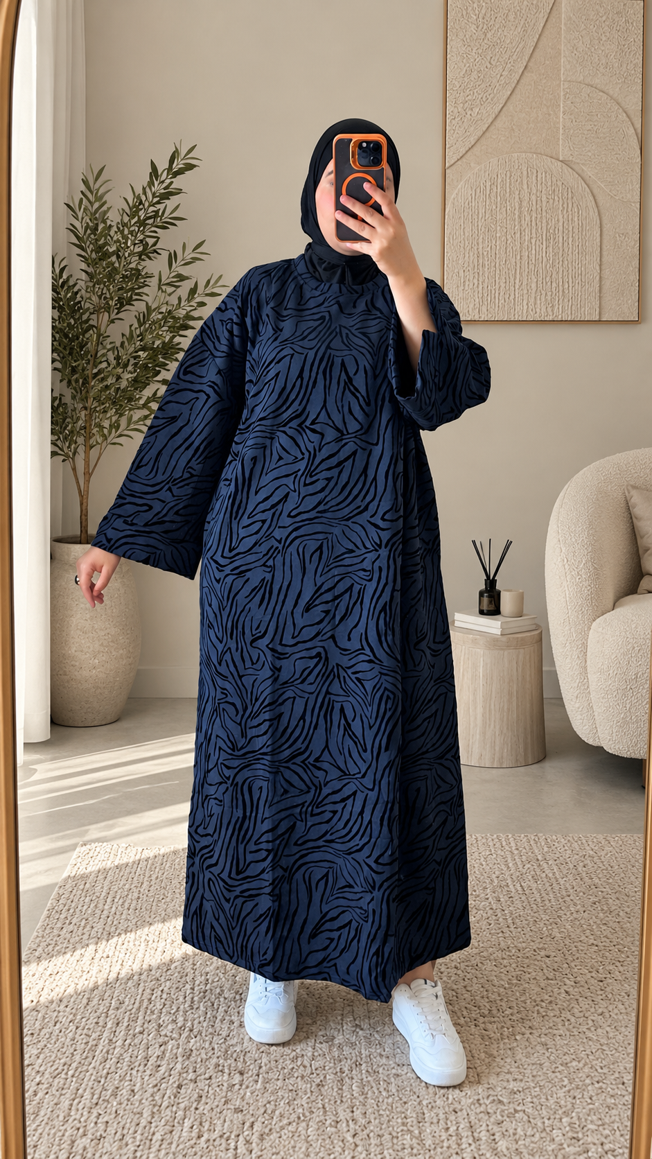 zahra maxi kleid mit abstraktem print dunkel blau