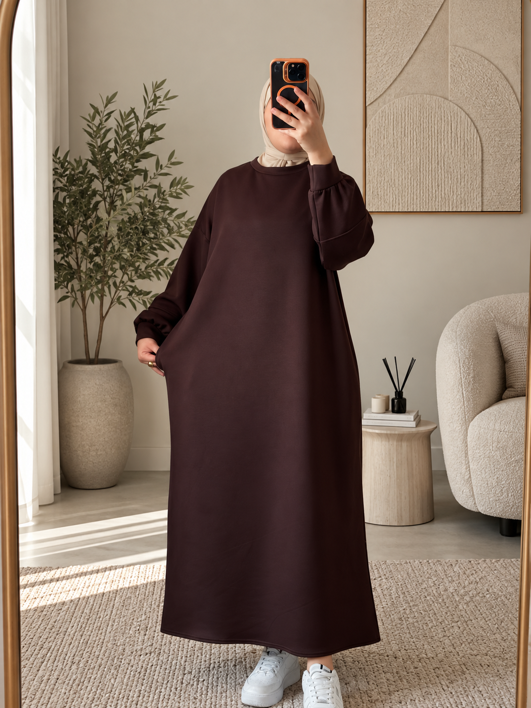 Oversize Sweatkleid braun