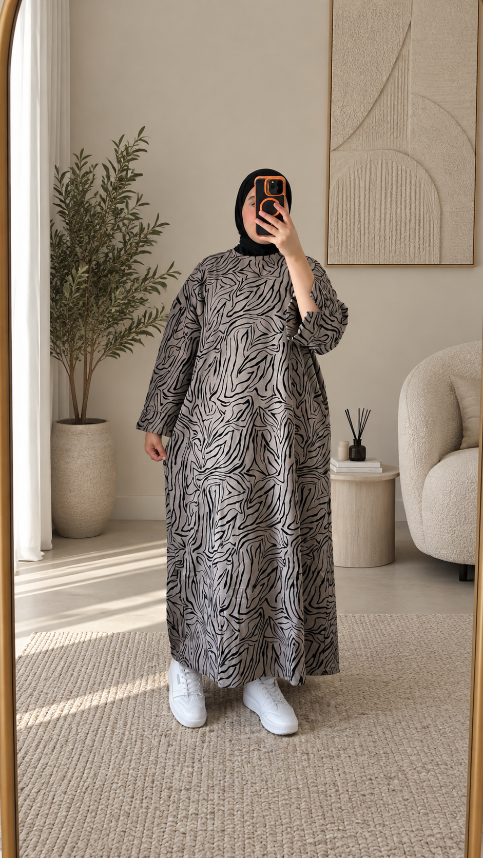 Zahra maxi kleid mit abstraktem print
