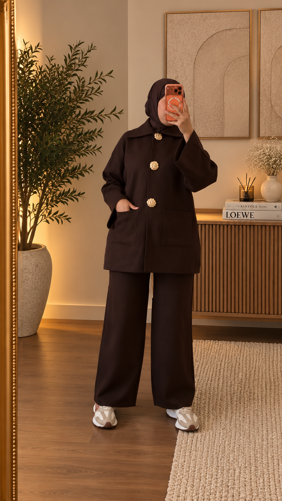 NADA elegantes zweiteiliges damen set in braun