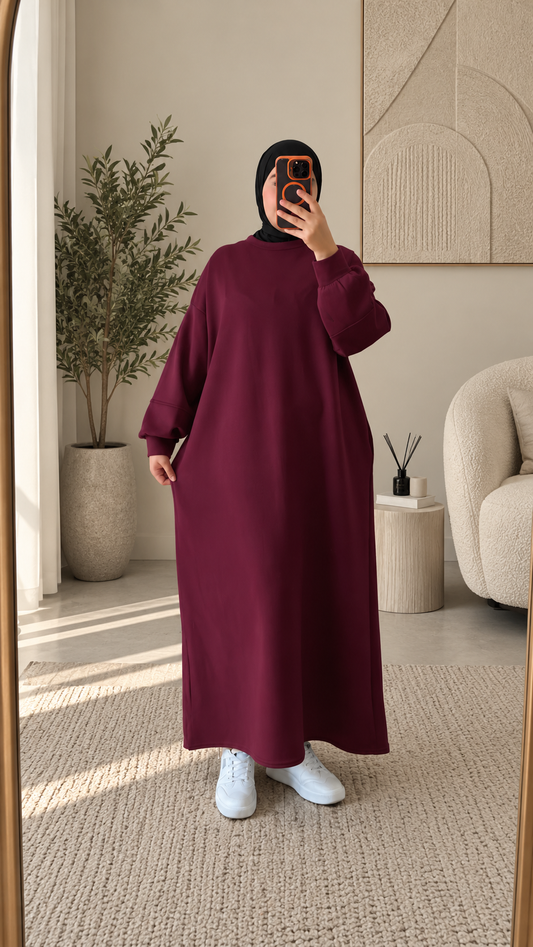 Oversize Sweatkleid dukel rot