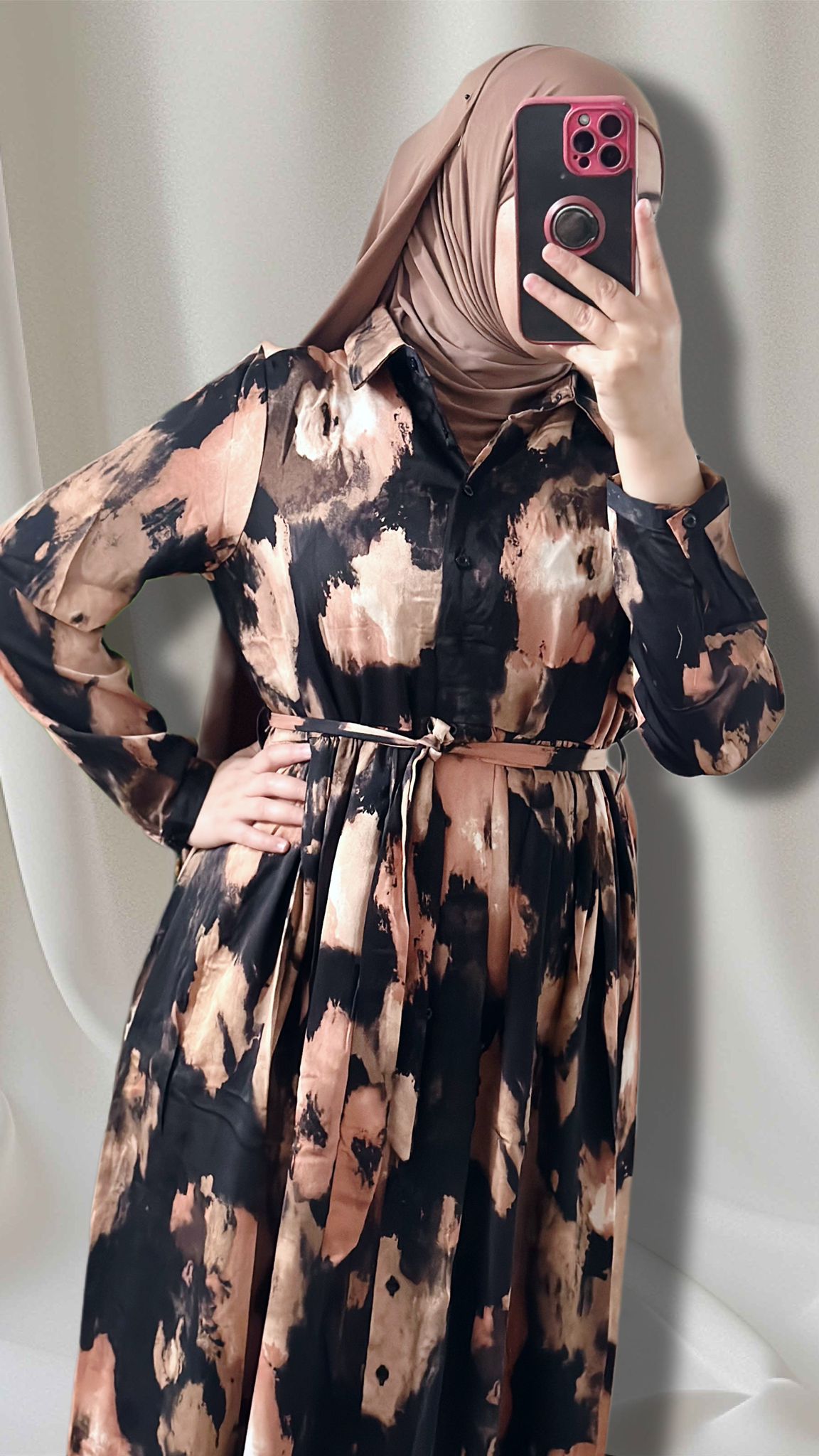 YARA Maxikleid mit Naturfarben-Print