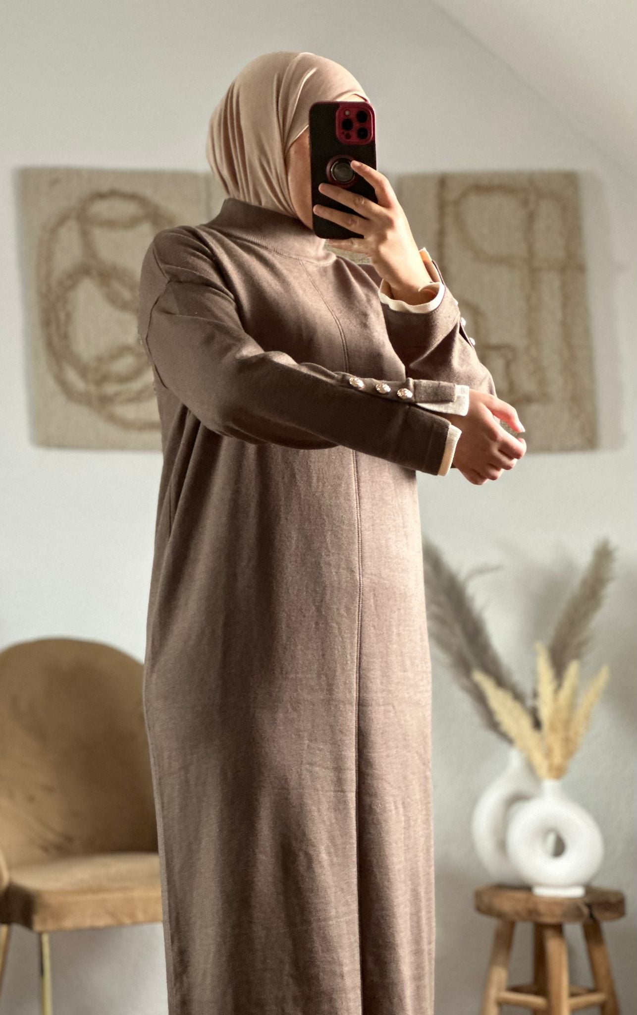 MINAs lang kleid in kaki