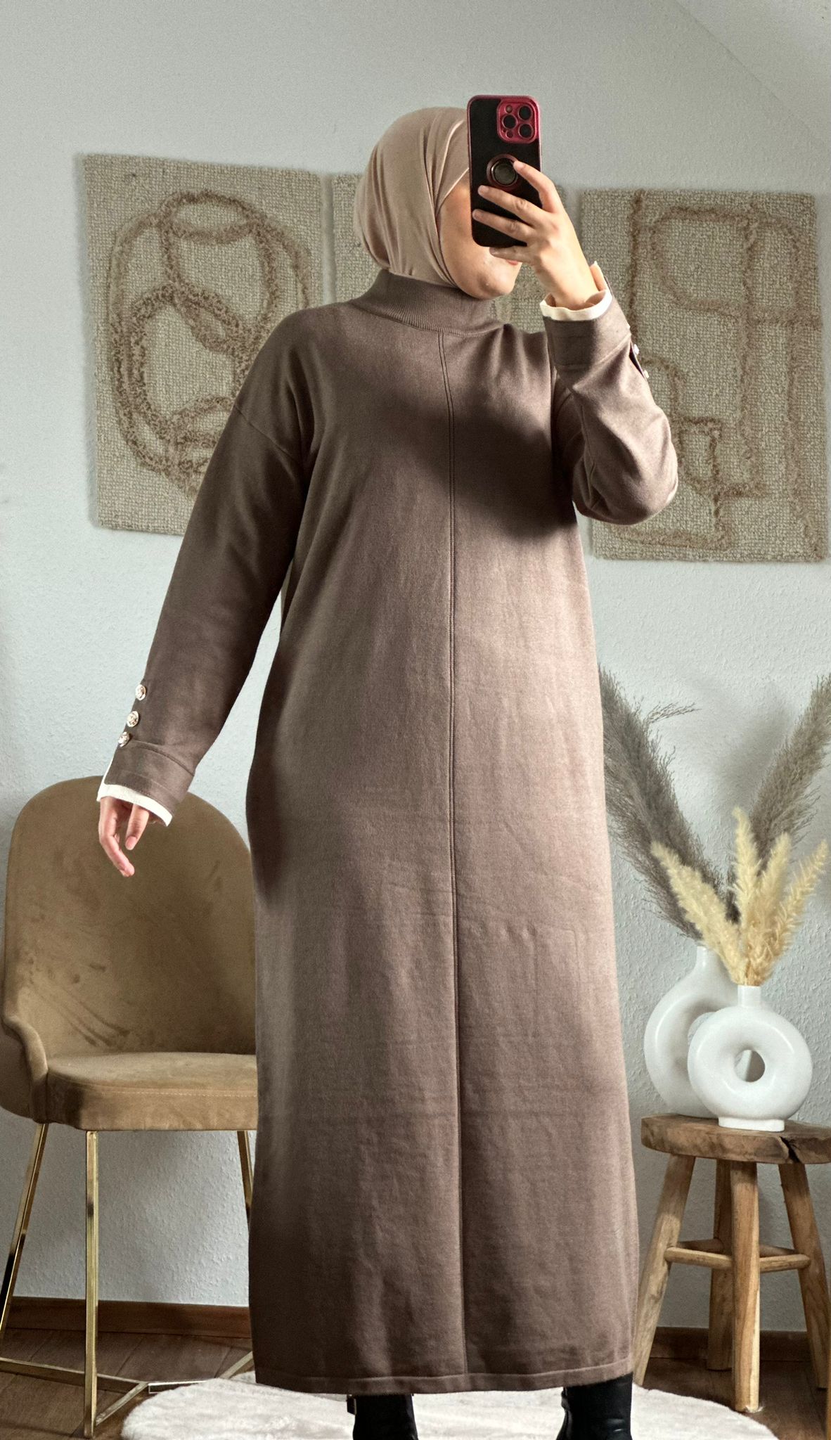 MINAs lang kleid in kaki