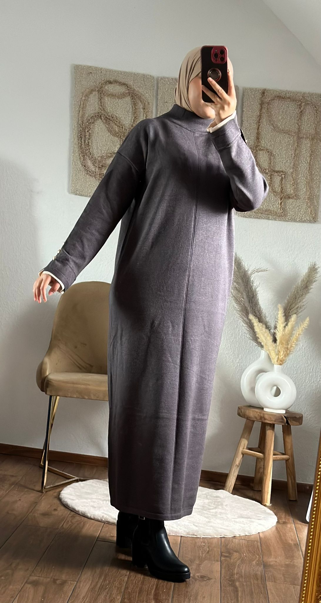 MINAs lang kleid in grau