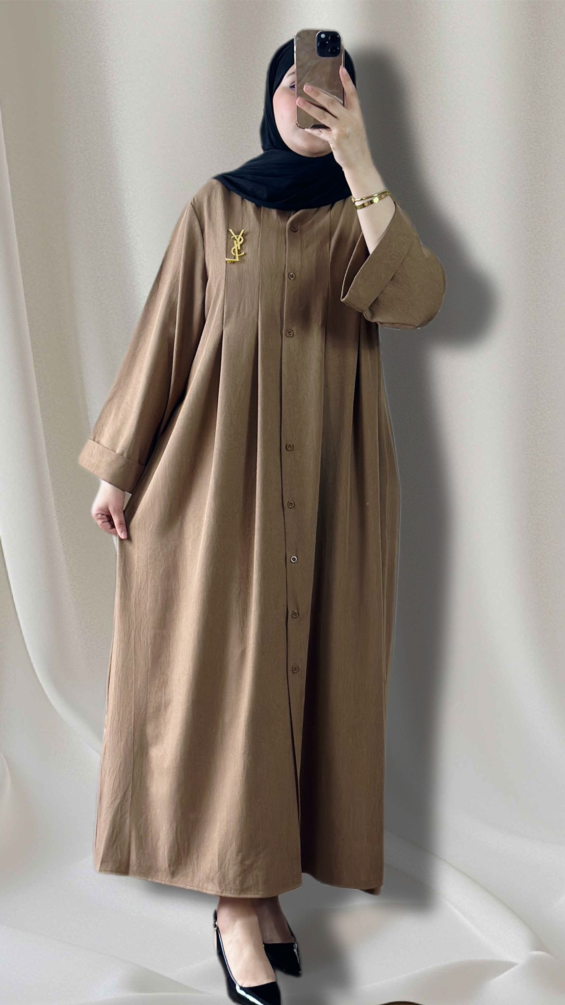Elegante abaya in farbe kamele
