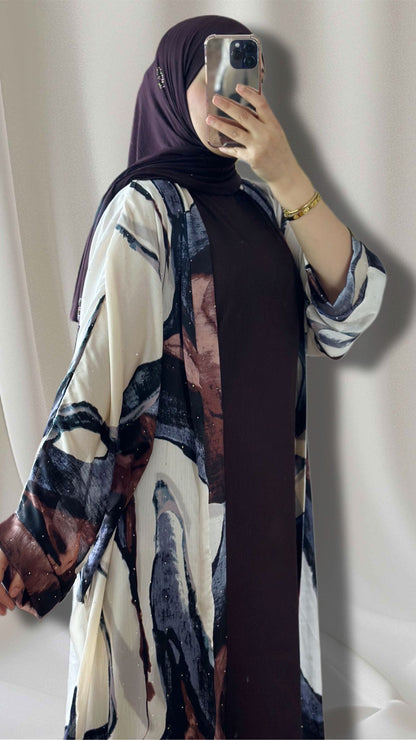 zweiteilege Abaya in der farbe braun