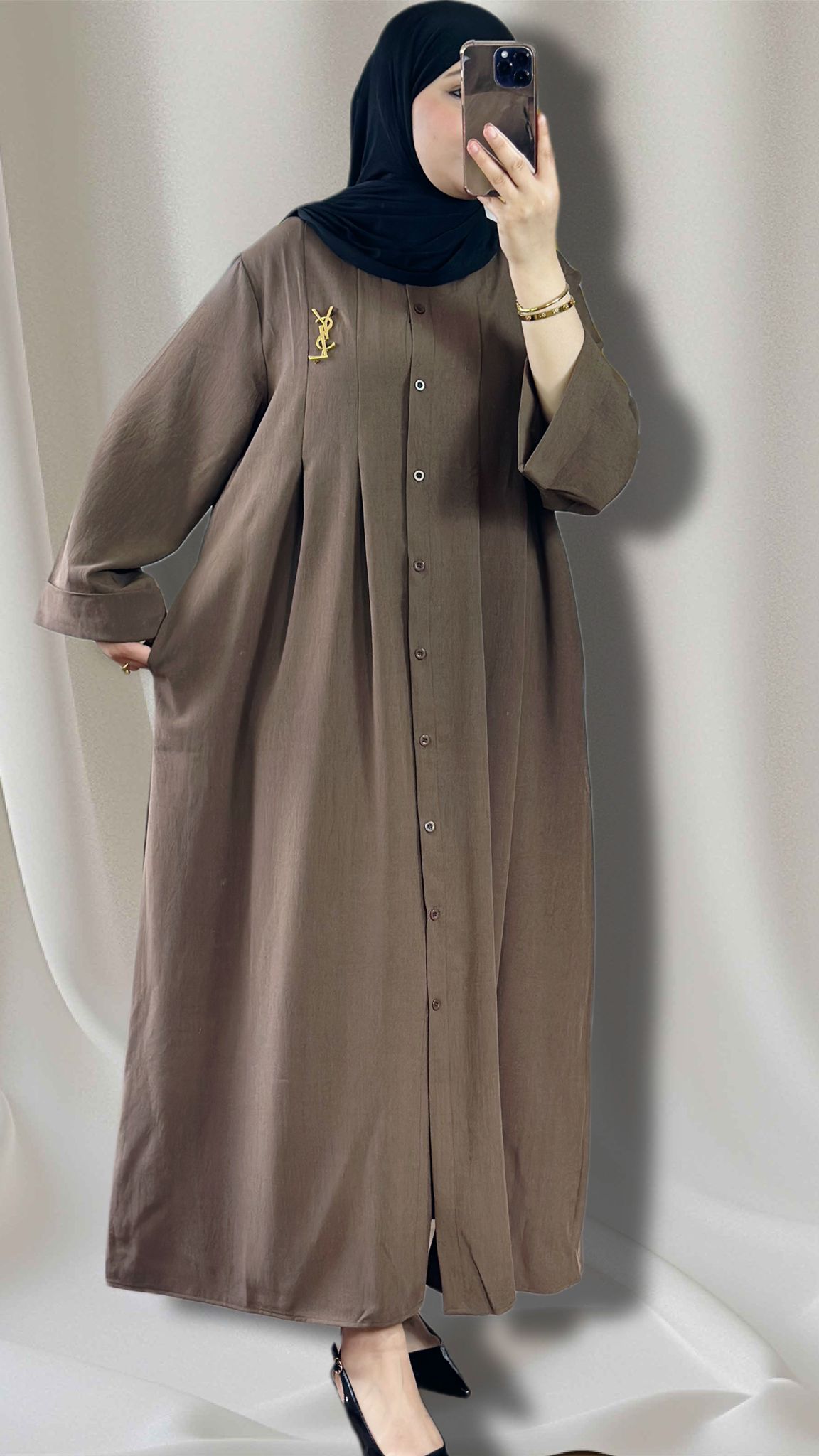 Elegante  abaya in farbe braun