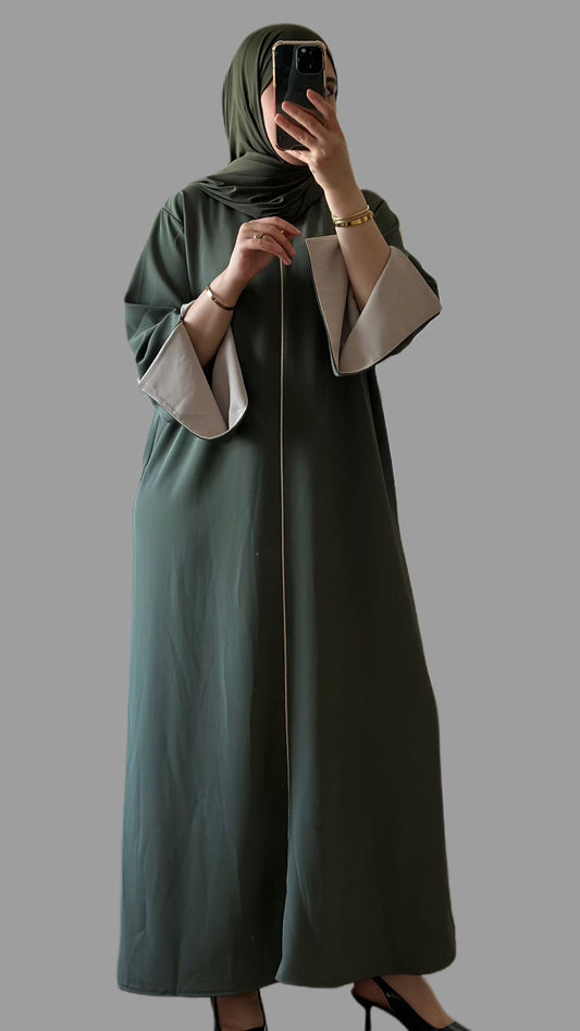 Elegante abaya in der farbe kaki