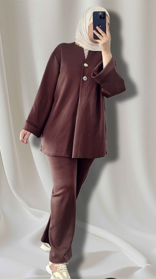 yara zweiteiliges set braun