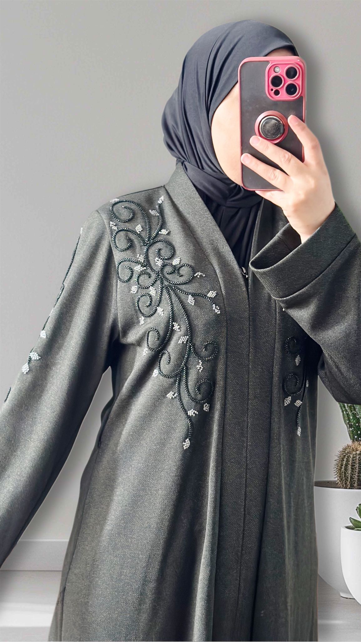 FAKHAMAs abaya  in dunkel Grun