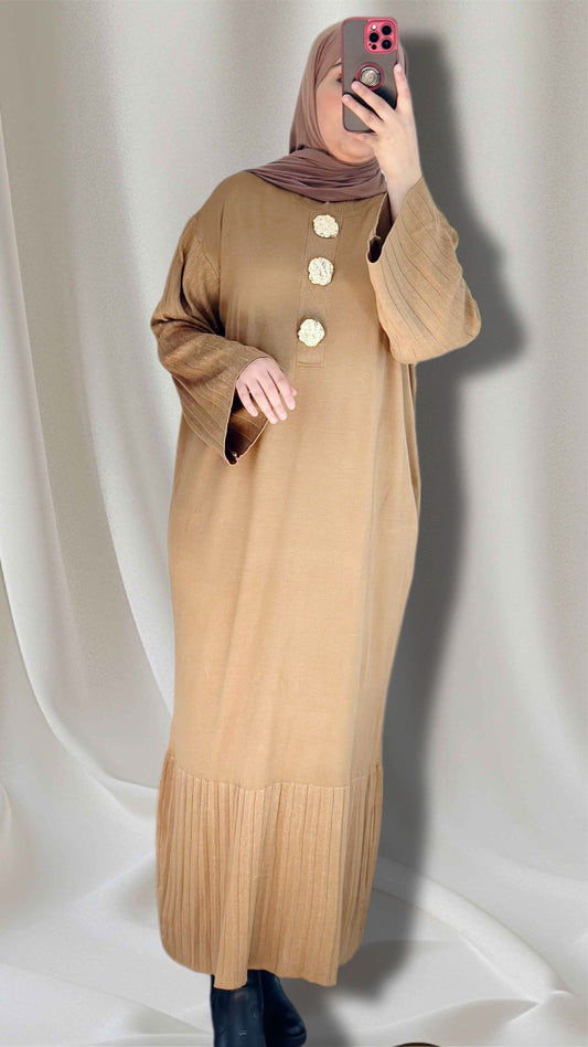 LAYLAS strickkleid in kamele farbe