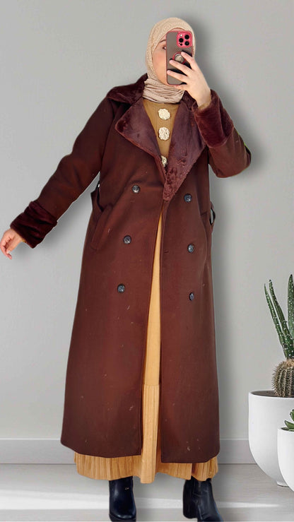 Eleganter lange Mantel in braun