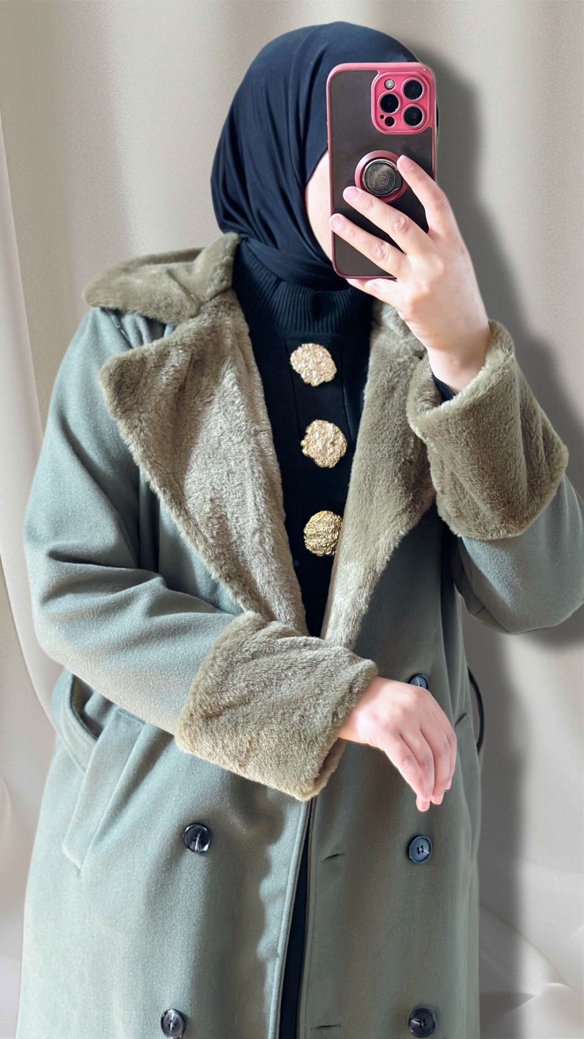 Eleganter damen Mantel in kaki