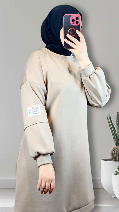 YANAs bequemer pulluver in taupe