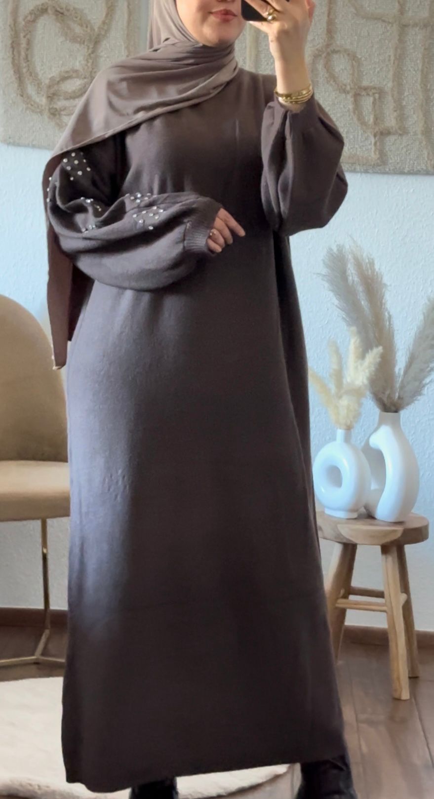 Kleid Mit Ärmel-Details in braun