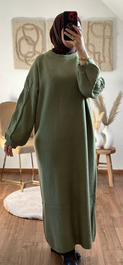 Kleid Mit Ärmel-Details in grun