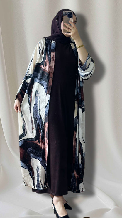 zweiteilege Abaya in der farbe braun